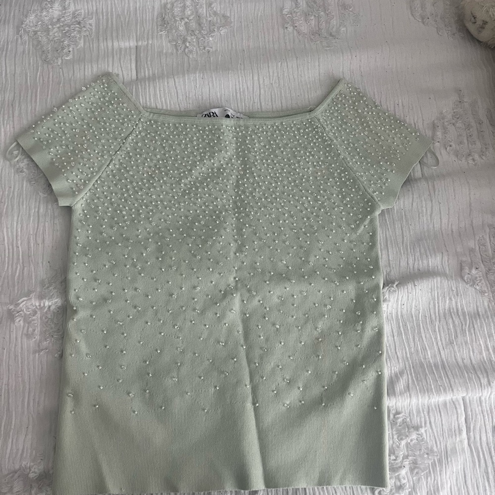 Mint Green Embellished Women's Top